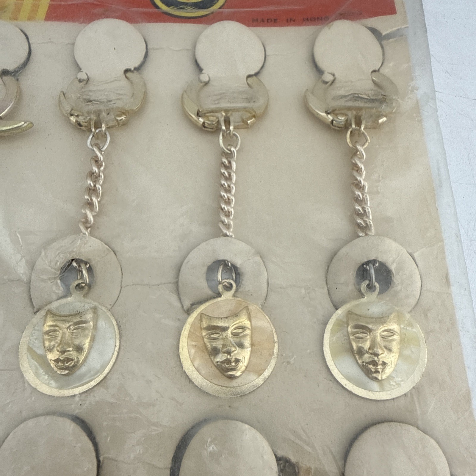 Vtg Novelty Key Chain ALUMINUM Horseshoe Windmill + Charm Original Display of 12