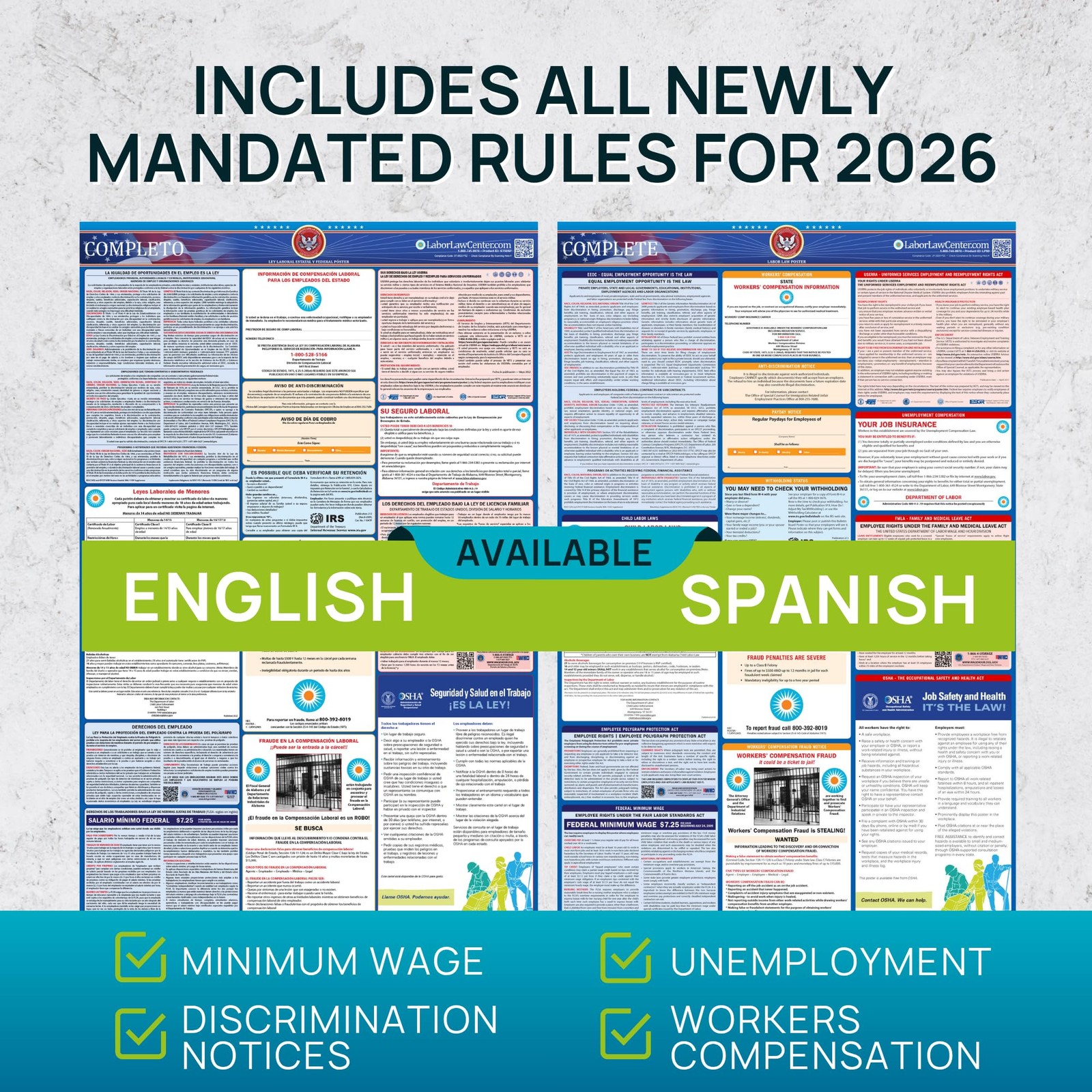 Arizona 2026 Labor Law Poster – State/Federal Compliance OSHA, EEOC, FMLA, MW