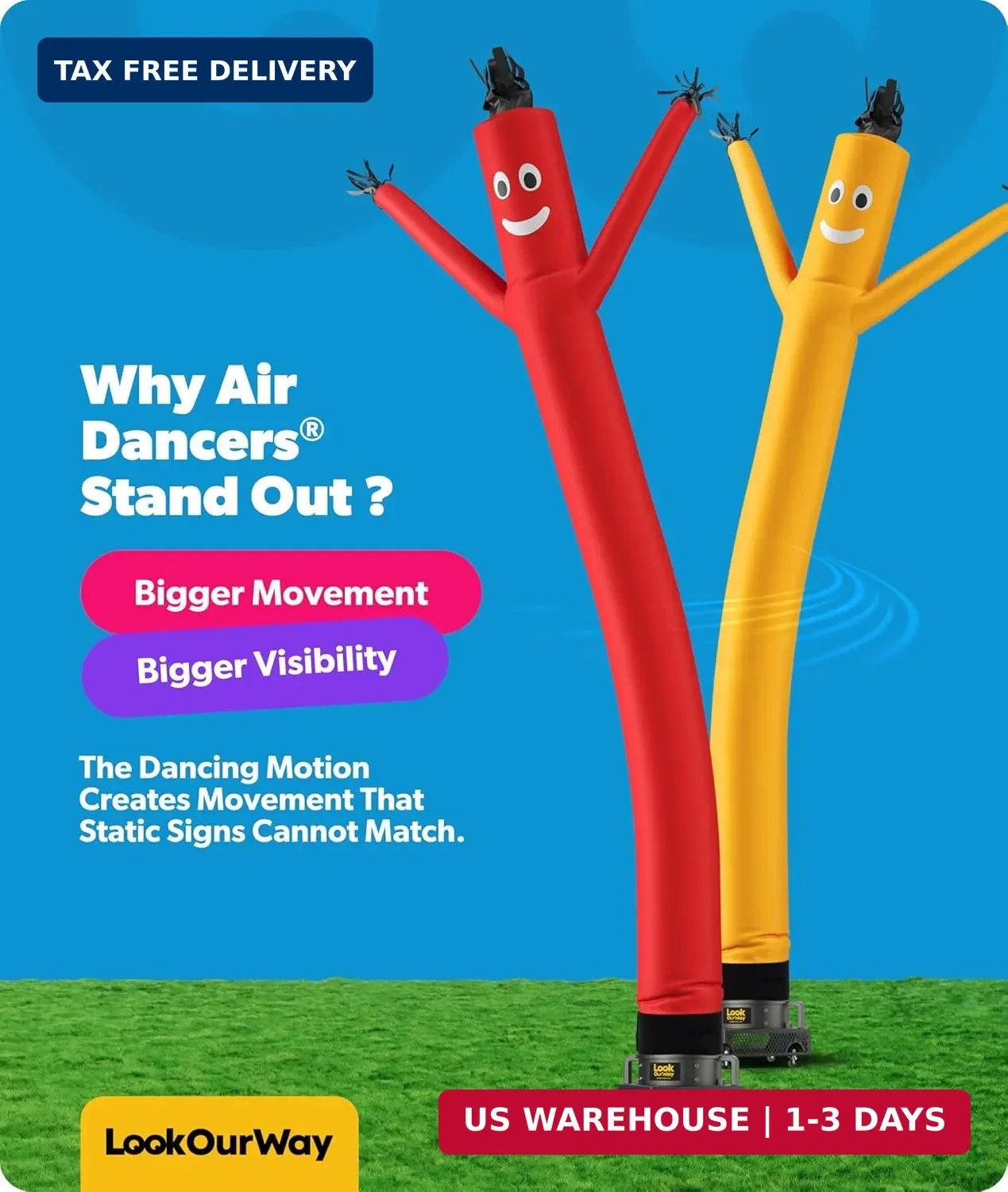 LookOurWay Air Dancers Inflatable Tube Man Attachment – 20 Feet Tall Wacky Wavin