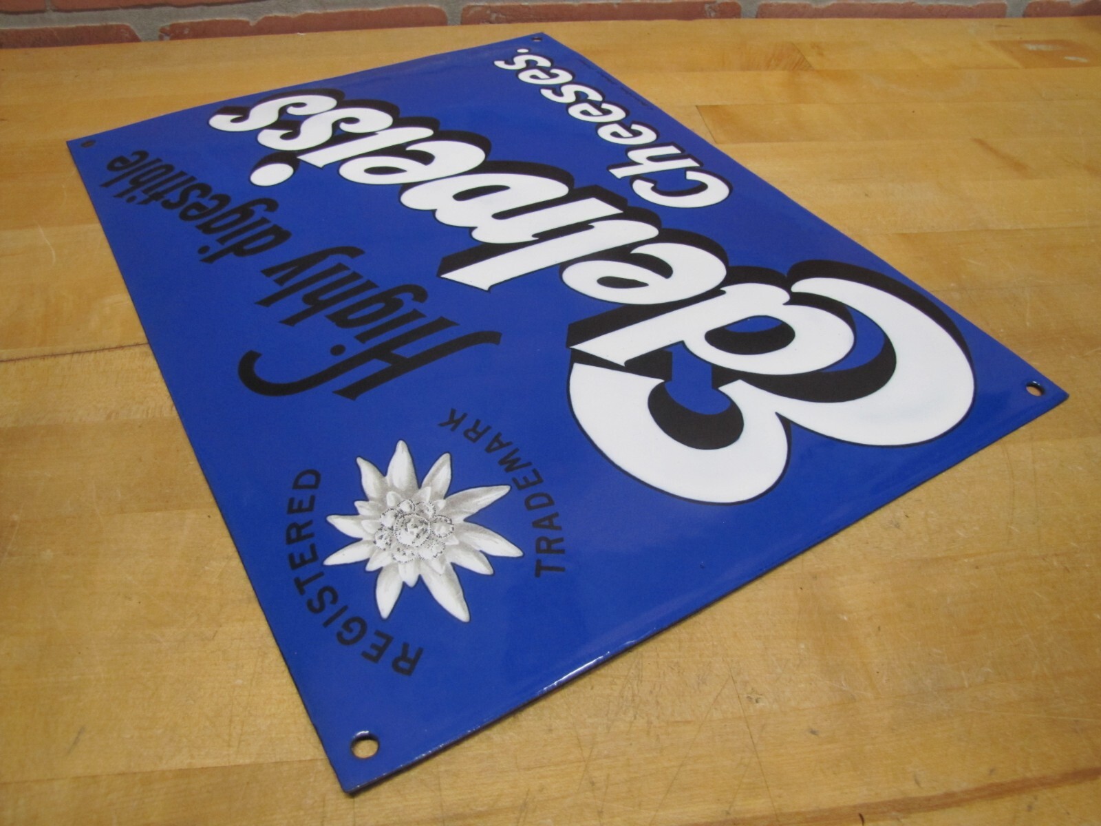 EDELWEISS CHEESES Old Porcelain Store Display Ad Sign C R Dold Offenburg Germany