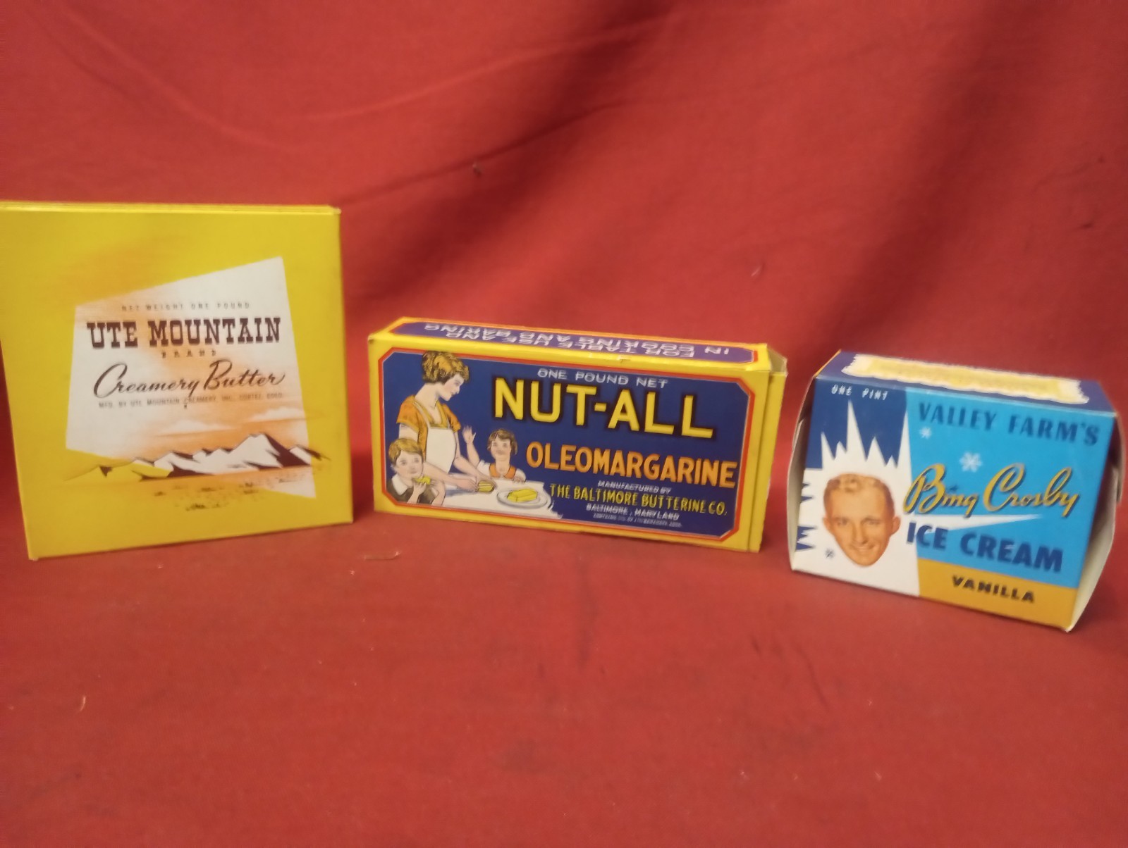 Lot Of 3 Early Rare Antique Vintage Waxed Butter Ice Cream Boxs NUTT ALL Bing