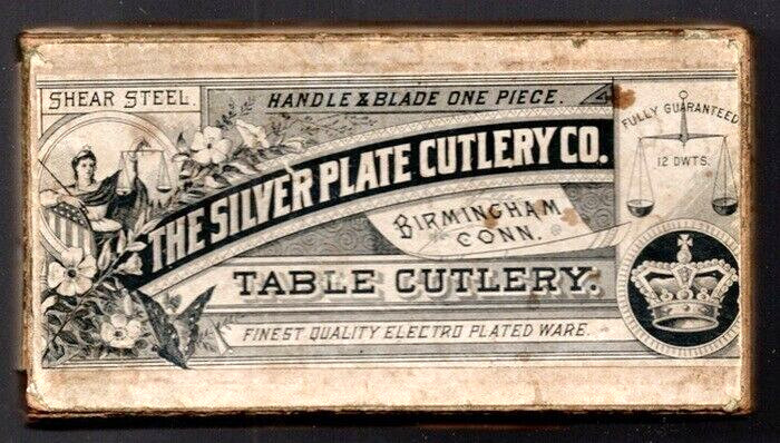 6 Antique Sheer Steel Handle Table Cutlery Knives in Original 1860’s- 70’S Box