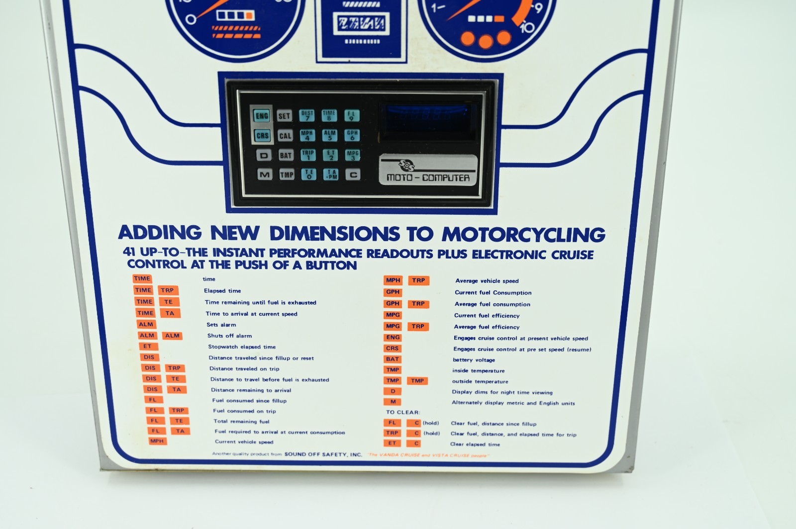 Vintage RARE SOS Moto-Computer Advertising Dealership Display