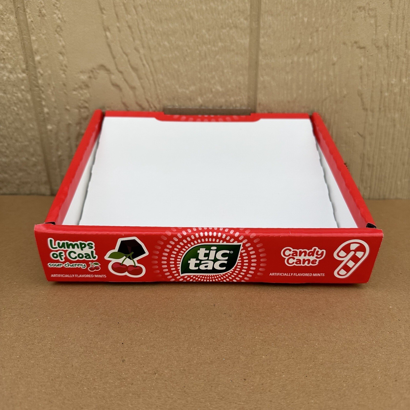 Tic Tac Naughty Nice Empty Cardboard Store Display Advertising Candy Cane Coal