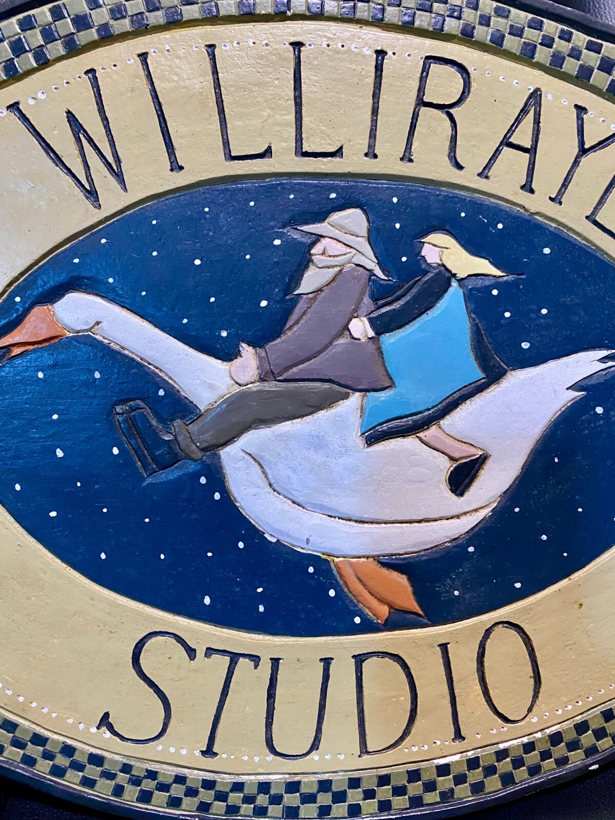 RARE Williraye Studio Retail Store Display Sign – 18.5 x 14 Oval – Painted Foam