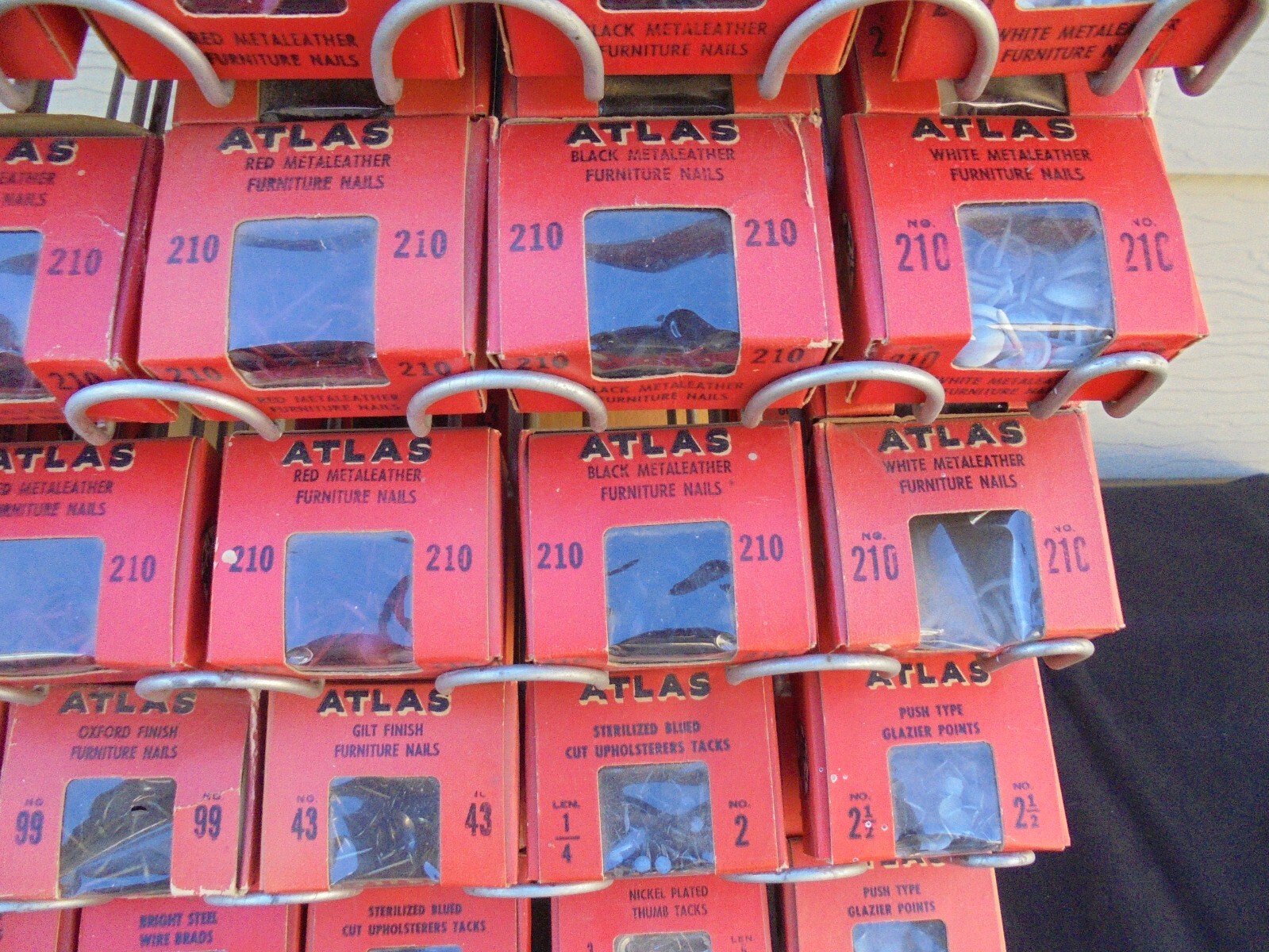 Atlas Tack And Nail Countertop Display Rack Metal Advertising Sign & Nails Tacks