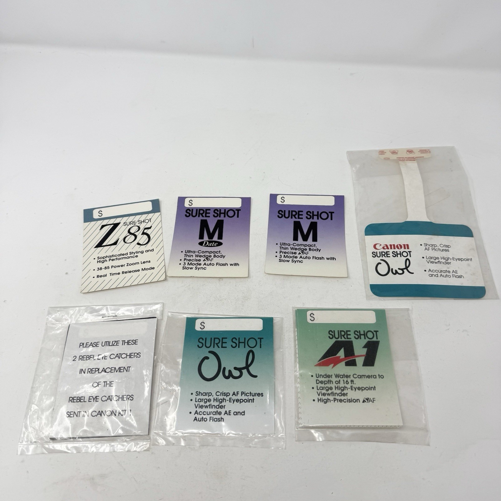 Canon Dealer Display Inserts Paper Store Advertising VTG Retail Sure Shot A1 Owl