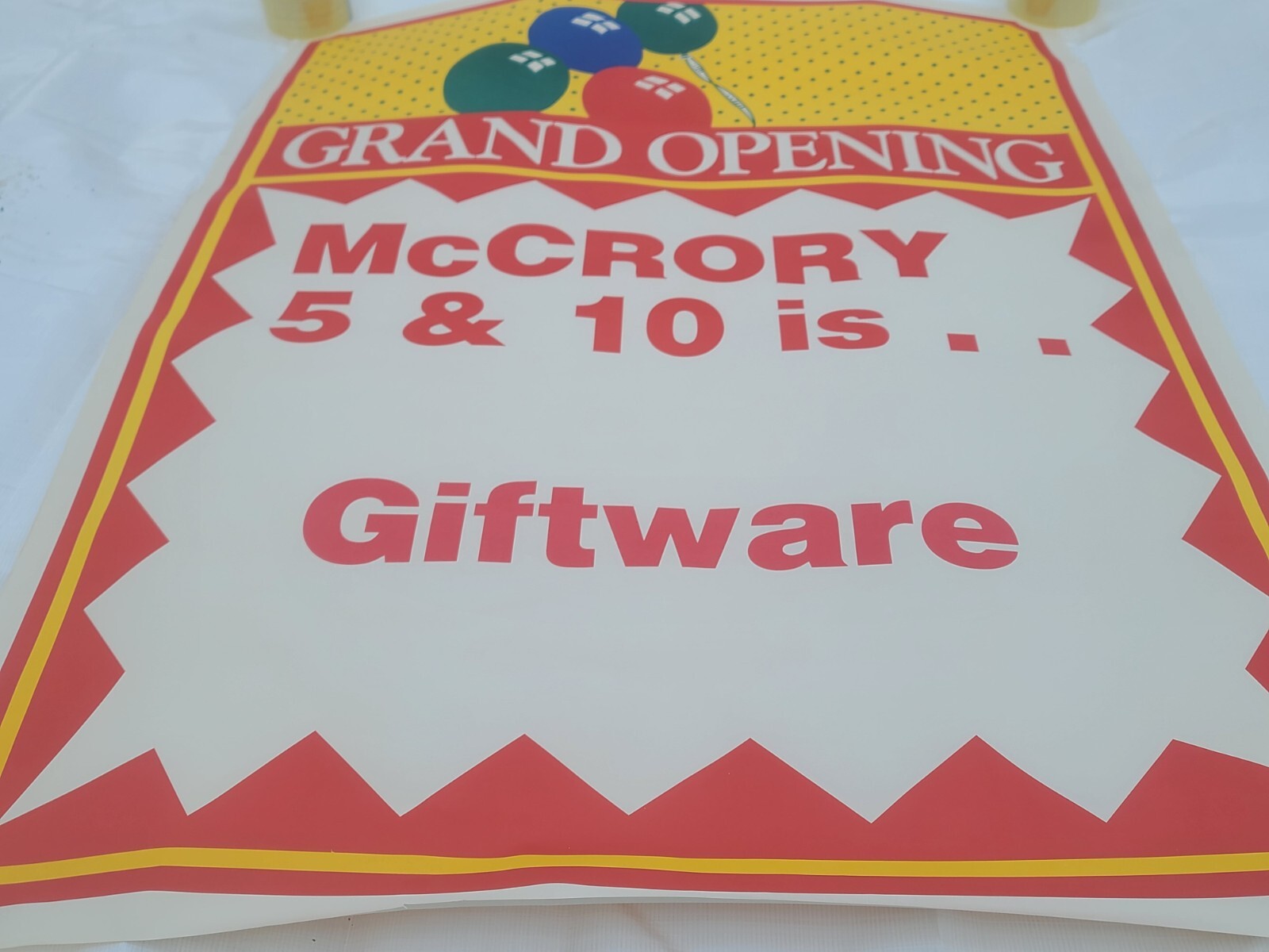 GIANT ORIGINAL GENUINE McCrorys Store Grand Opening 36 X 48″ Poster Movie Prop B