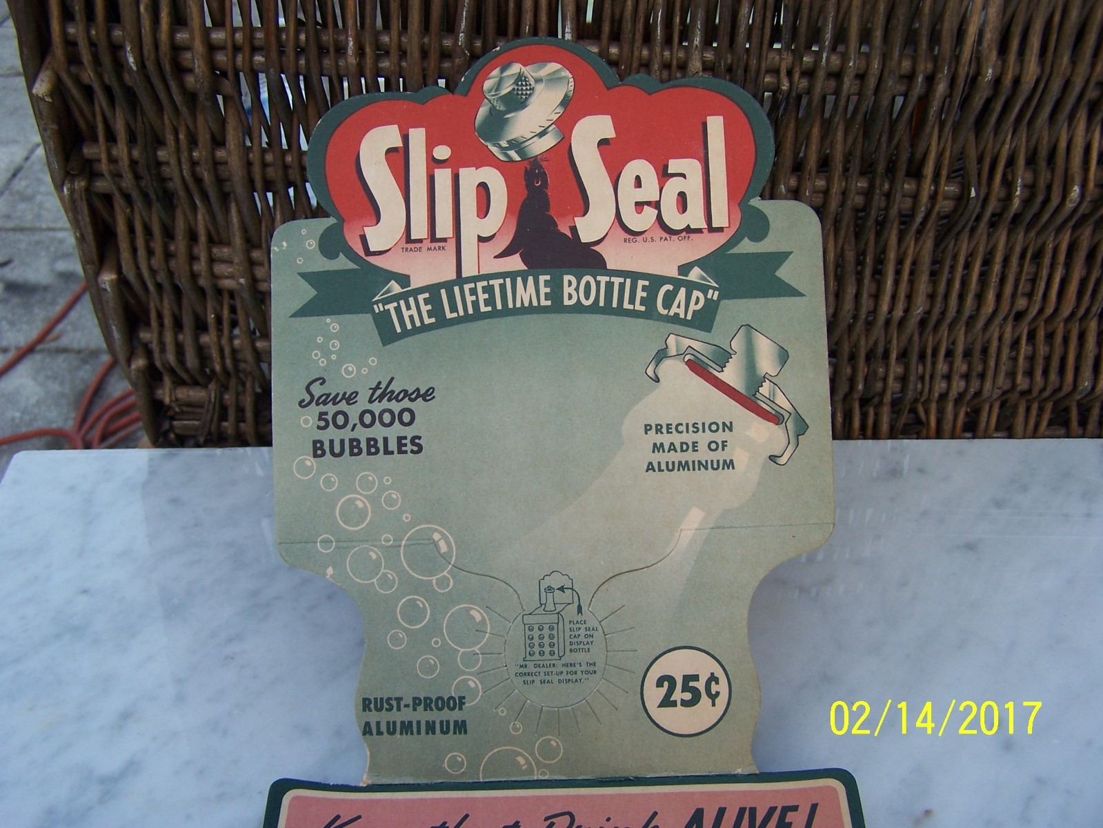Vintage Slip-Seal Aluminum Screw Down Advertising Store Sign Display U.S.A.