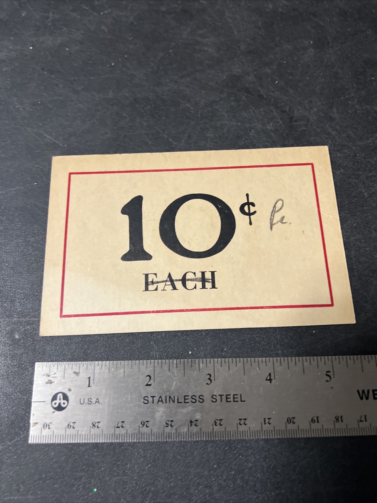 Vintage Used 1930s Country Store Counter / Shelf Price Sign 2x sided 10c Each