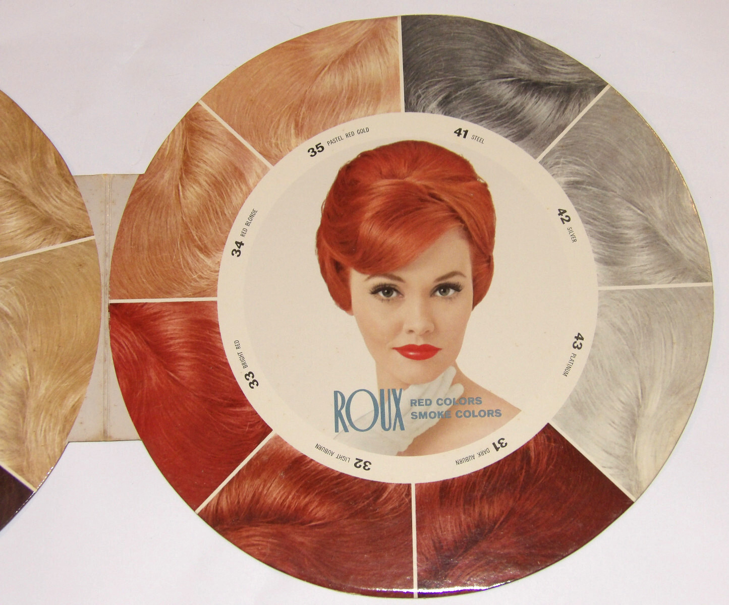 VINTAGE 1960s ROUX HAIR COLOR GUIDE! ADVERTISING BEAUTY SHOP DISPLAY! CARDBOARD