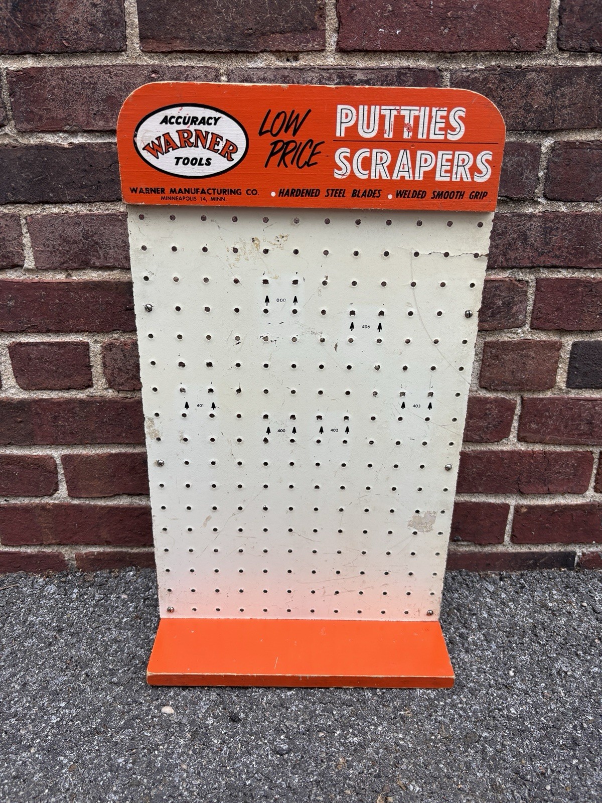 Vintage Warner Tools Peg Board Store Display Board, 1960s Advertising