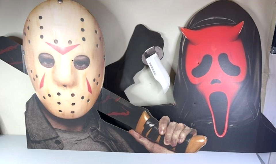 Large Rare Spirit Halloween Jason Friday The 13th & Ghost Face Displays 44″