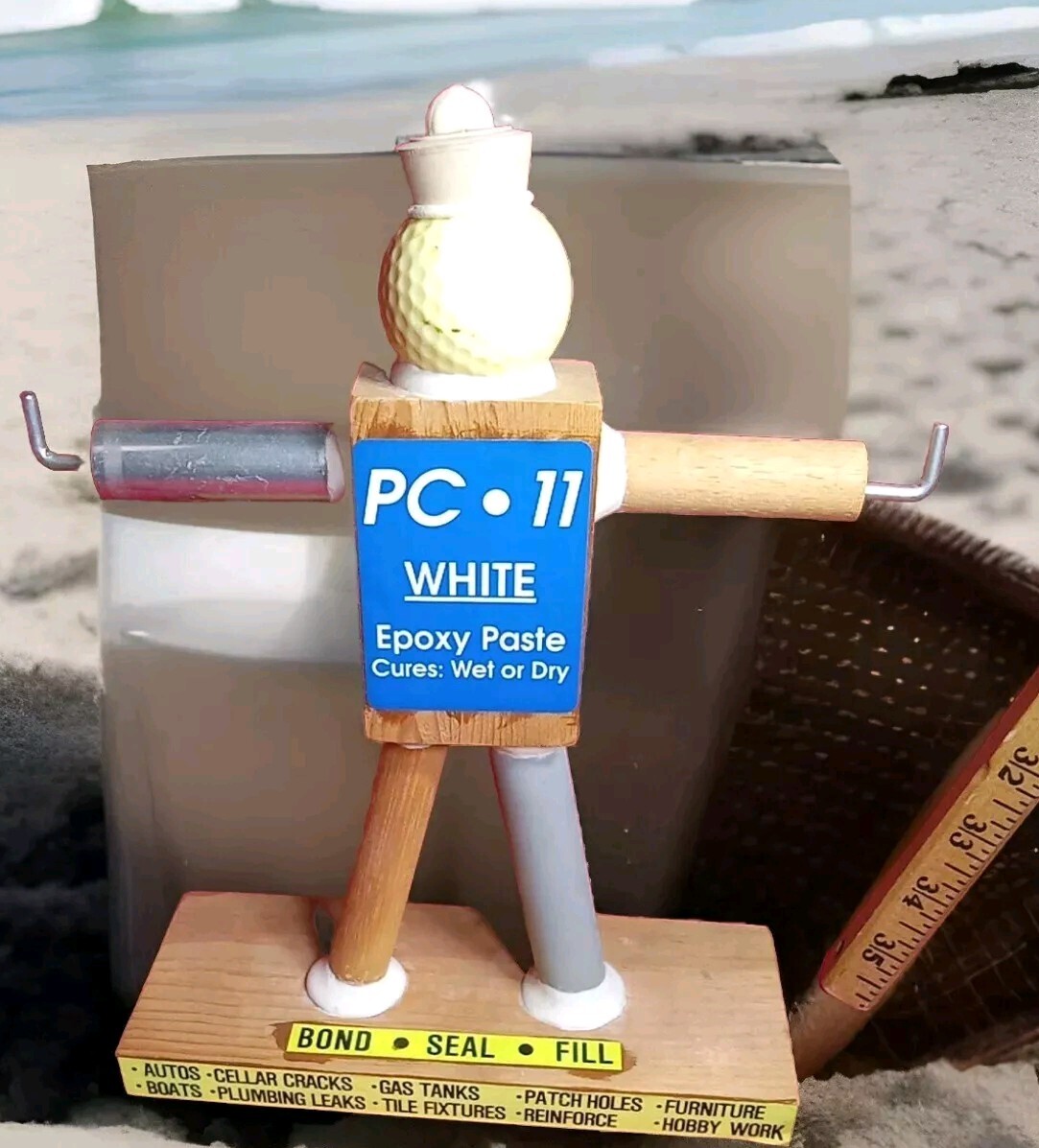 VINTAGE PC-11 EPOXY SEALER ACE HARDWARE STORE DISPLAY WITH WOOD GUY JUNE 1988 IA