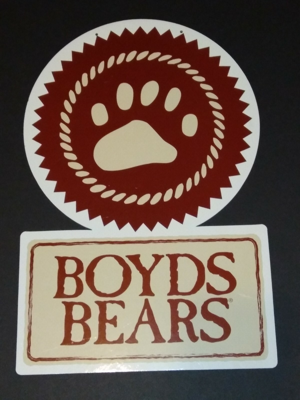 Boyds Bears Collectible Display Sign Advertisment Double Sided Thick Cardboard