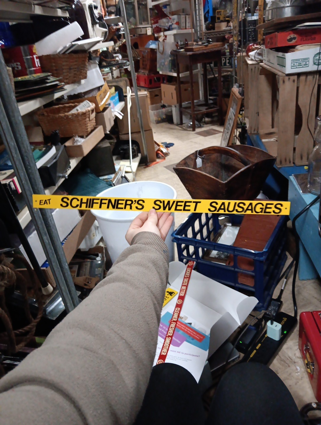 SS Tin Eat Schiffners Sweet Sausages Sign