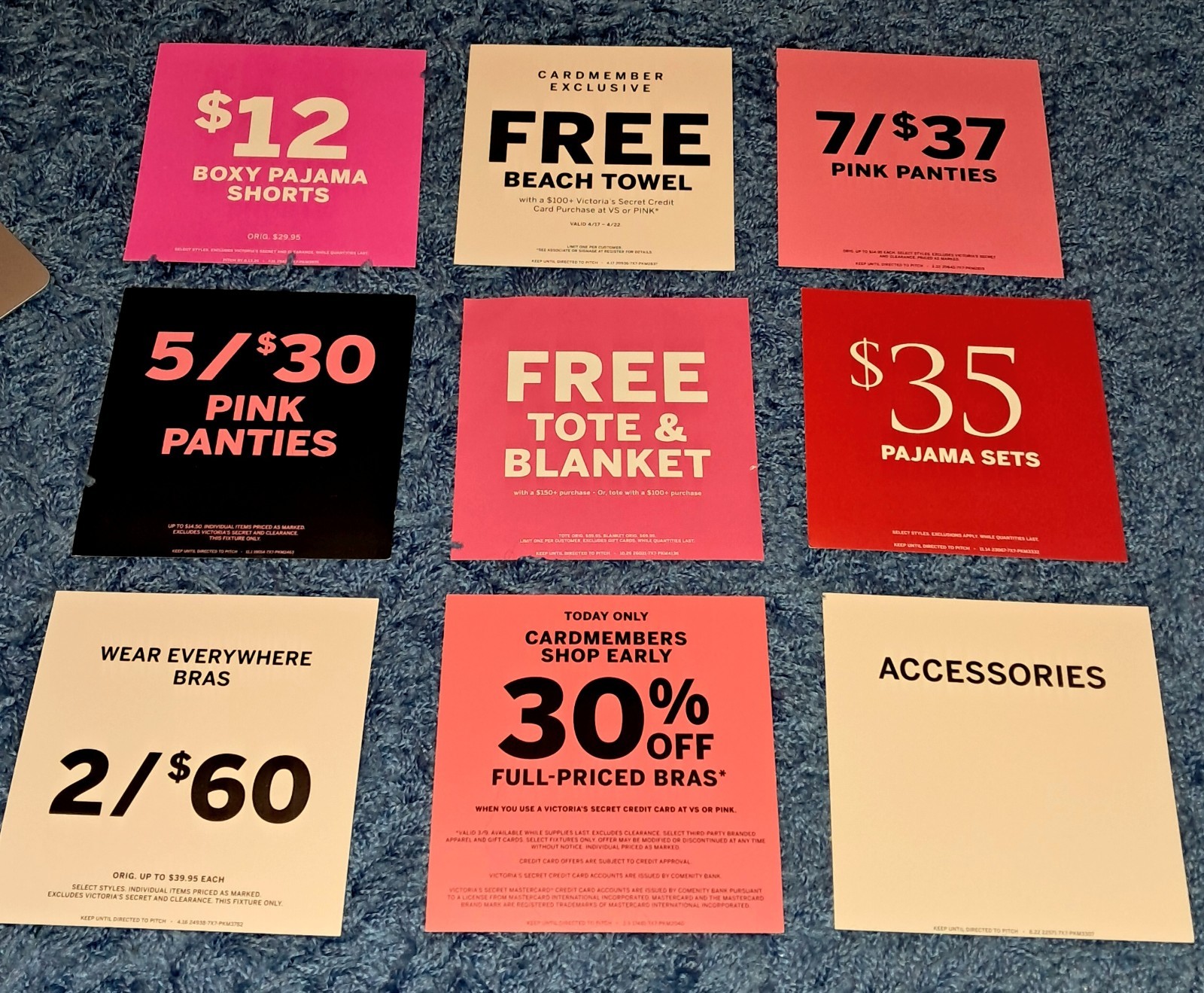 Victoria’s Secret Pink STORE PROMO SIGN POSTER LOT Panties Official Wall Art