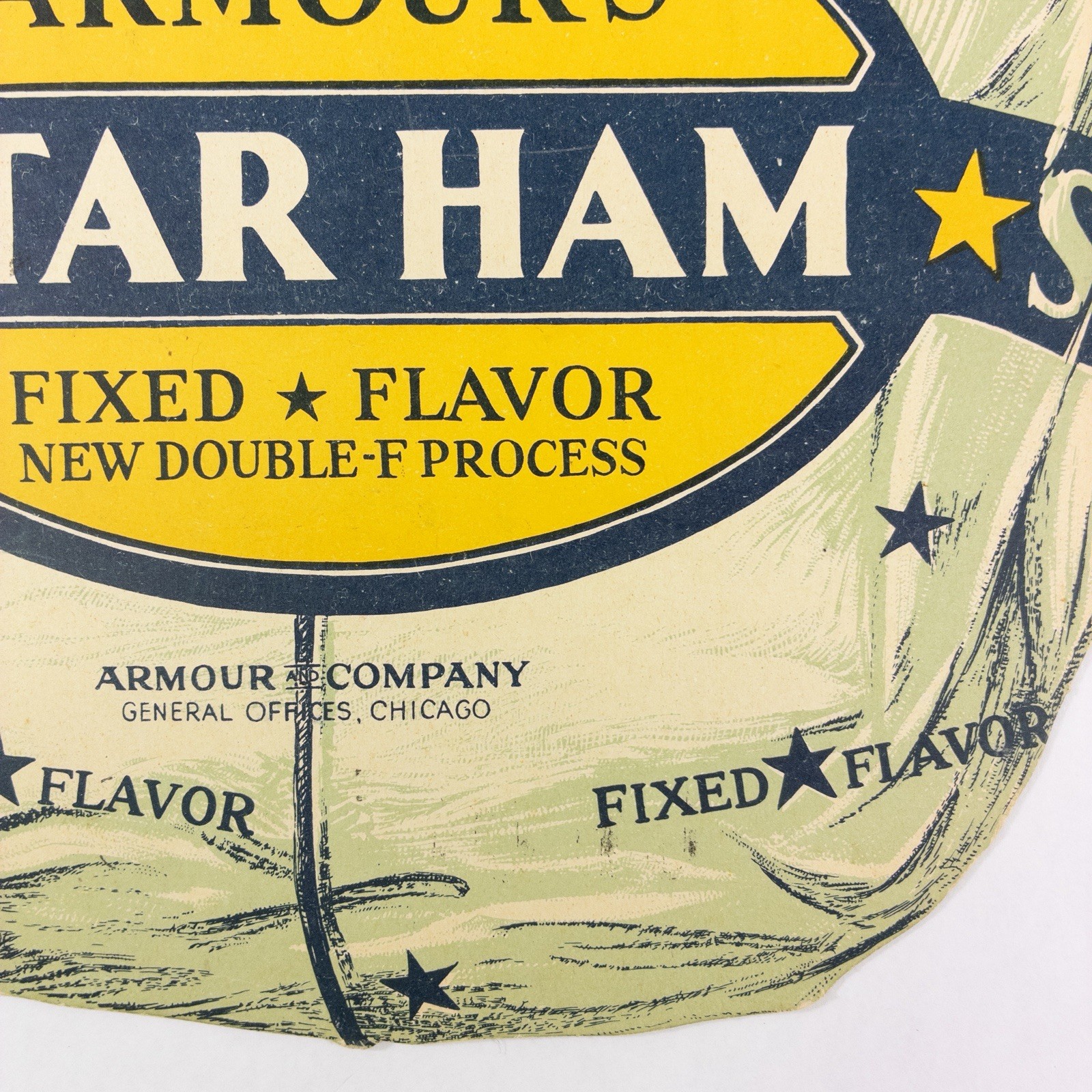 Vintage Armour’s Star Ham Advertising Cardboard Hanging Sign Country Store Rare