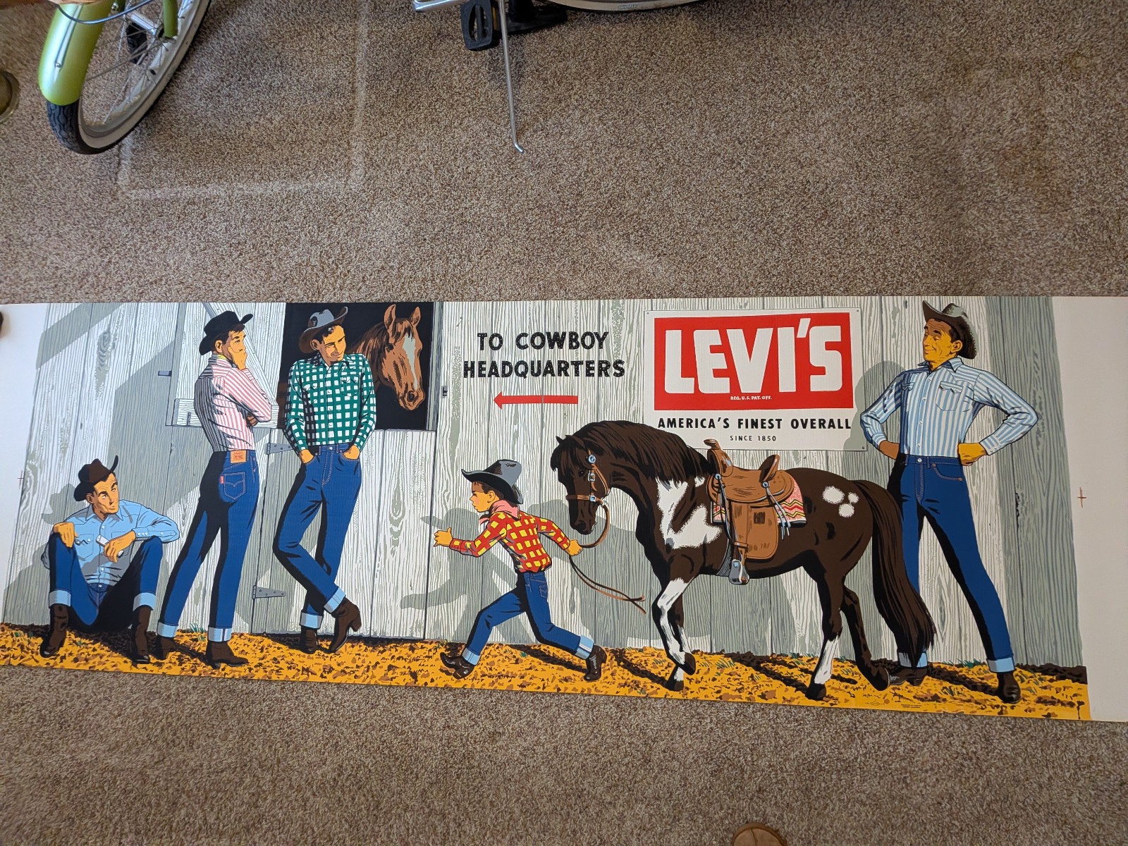 TWO Levi’s Vintage Graphic Screen Printing Store Posters PONY & RODEO Mural