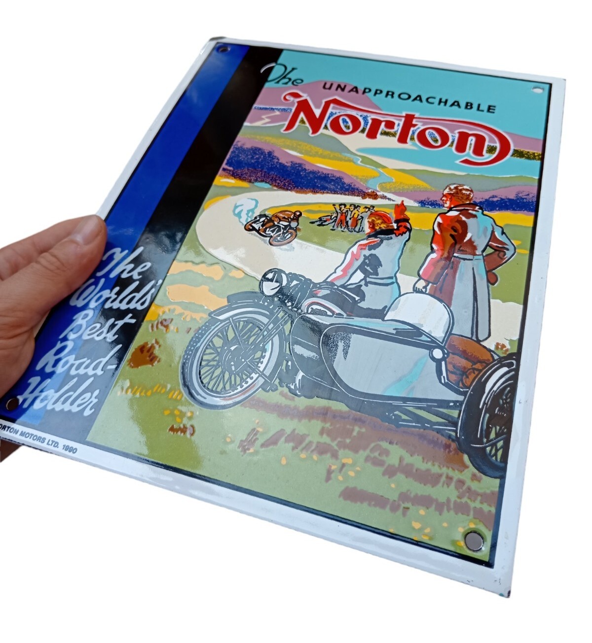 *HH* Targa Pubblicitaria Cartello Insegna Smaltata Norton Motors Moto Bike Plate