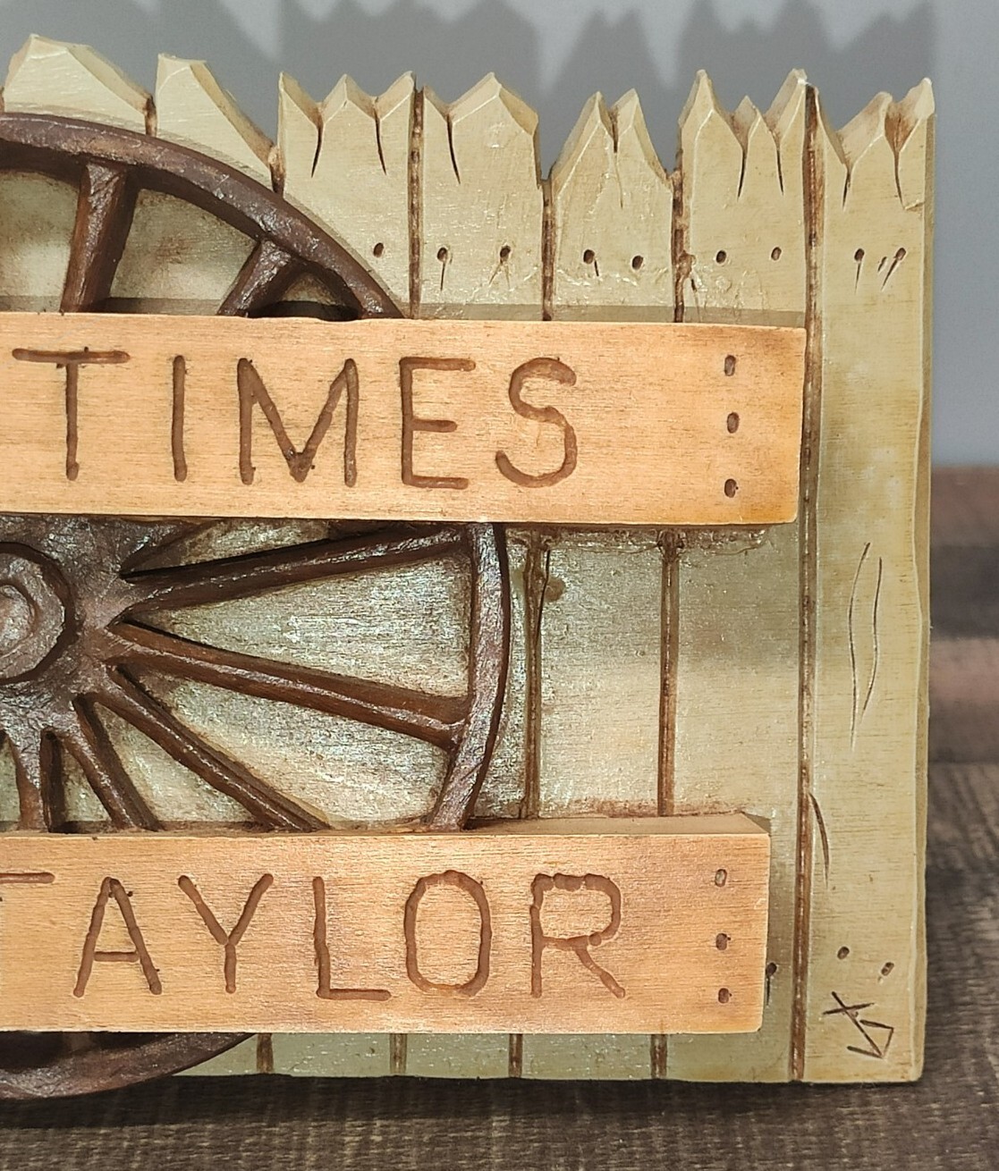 Western Wagon Wheel Figure Store Display 7¾”x 4″- Tuf-Times By J.B. Taylor