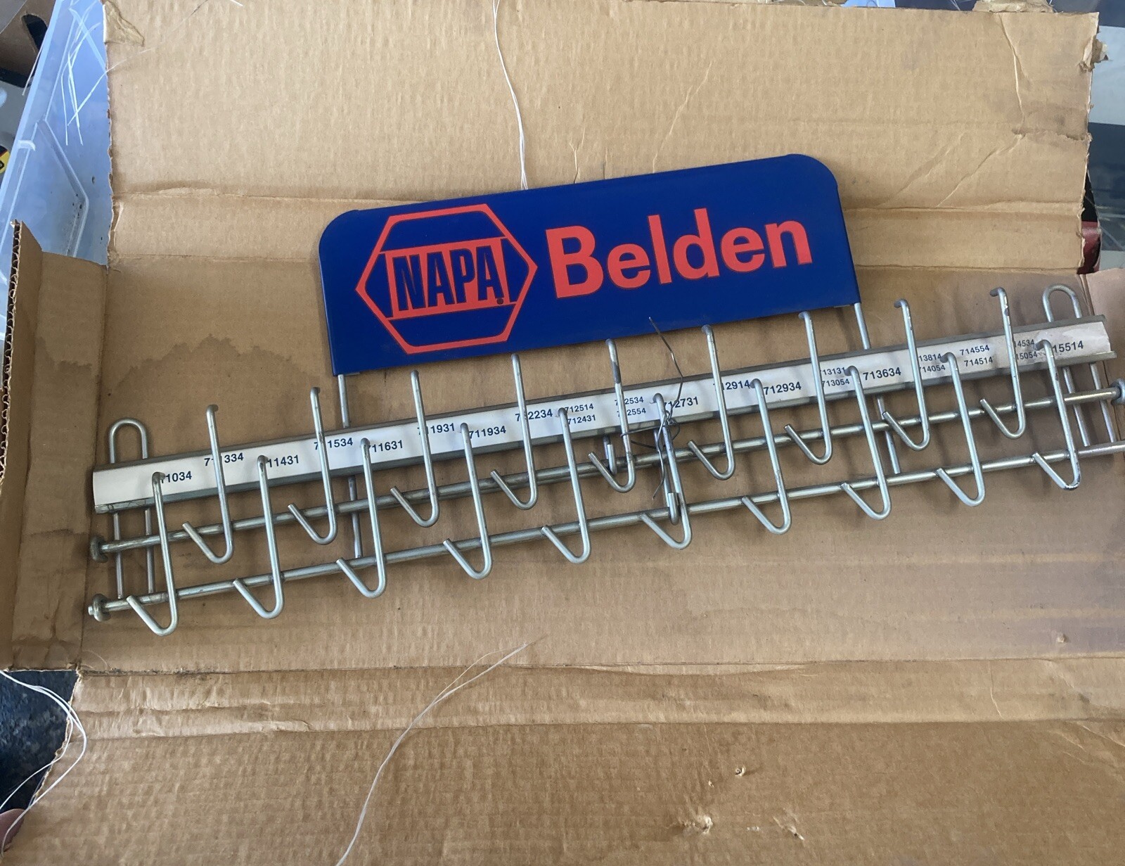 VINTAGE NAPA SERVICE STATION BELDEN DEALERSHIP SHOP DISPLAY SIGN RACK 8X22X3 VTG