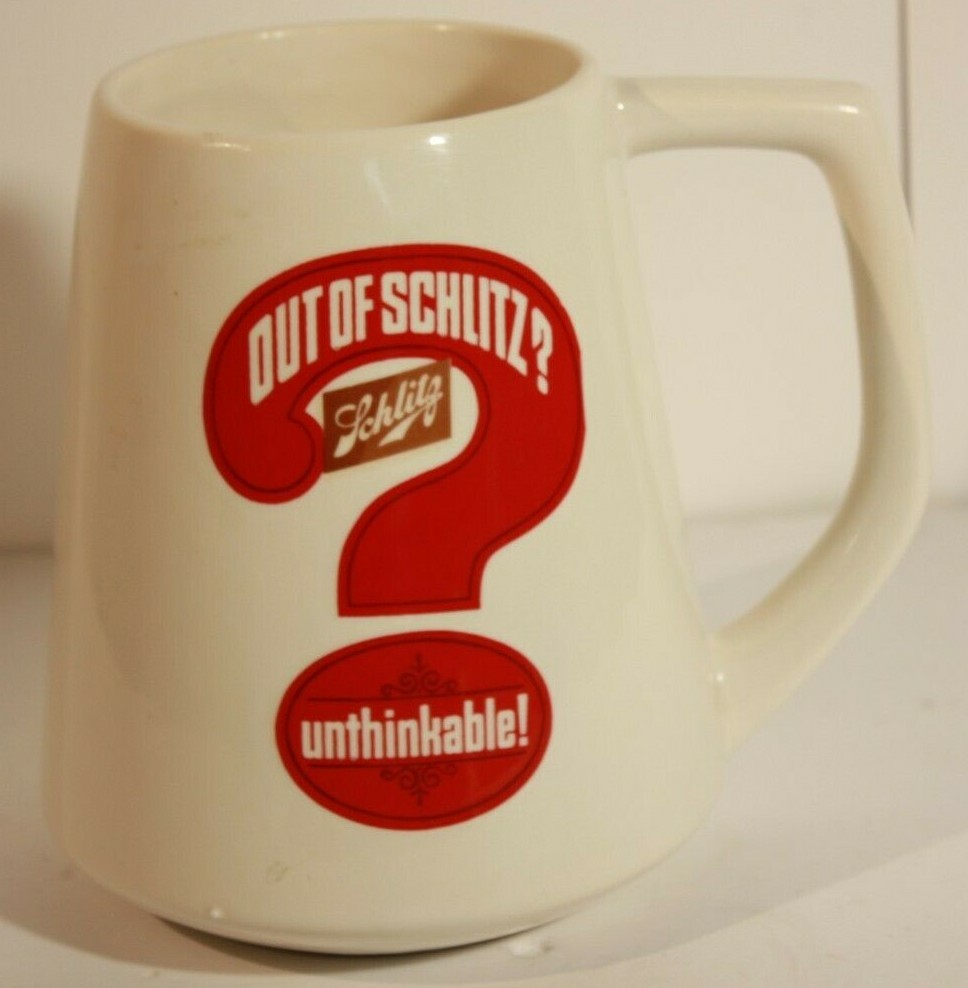 Vintage SCHLITZ Huge 2 Liter Mug by McCoy. Out of Schlitz? Unthinkable!