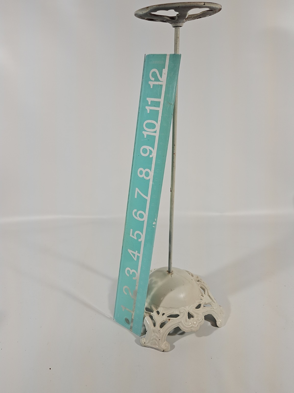 Antique Hat Wig Stand Store Counter Display Cast Metal 15” Millinery White Paint