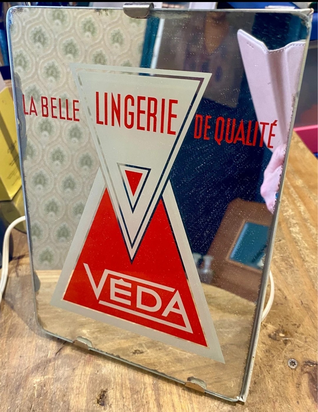 Rare and Gorgeous Veda Lingerie Advertising Mirror Light Table Sign