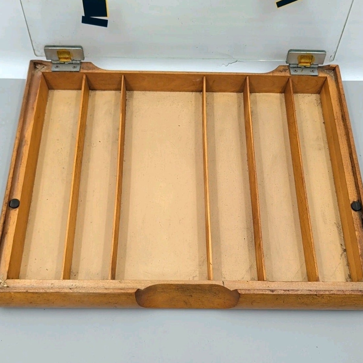 Gillette Razor Blades Wooden Store Counter Top Display Case Glass Top 1940’s