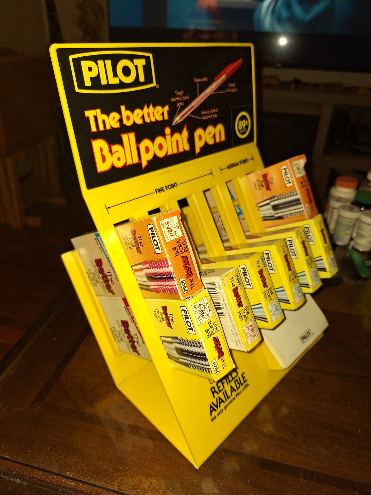 Vintage Pilot Ballpoint Pen Plastic Store Display With 8 Pen Boxes And Pens 🔥
