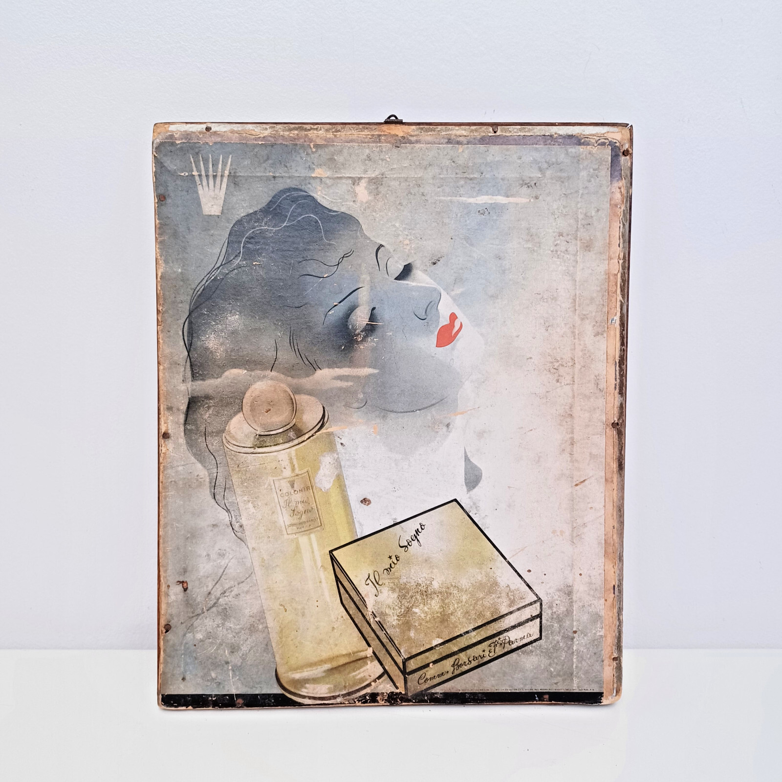 Perfumeries Elida Mirror 1940s with Advertising Back Front – Italy 1940