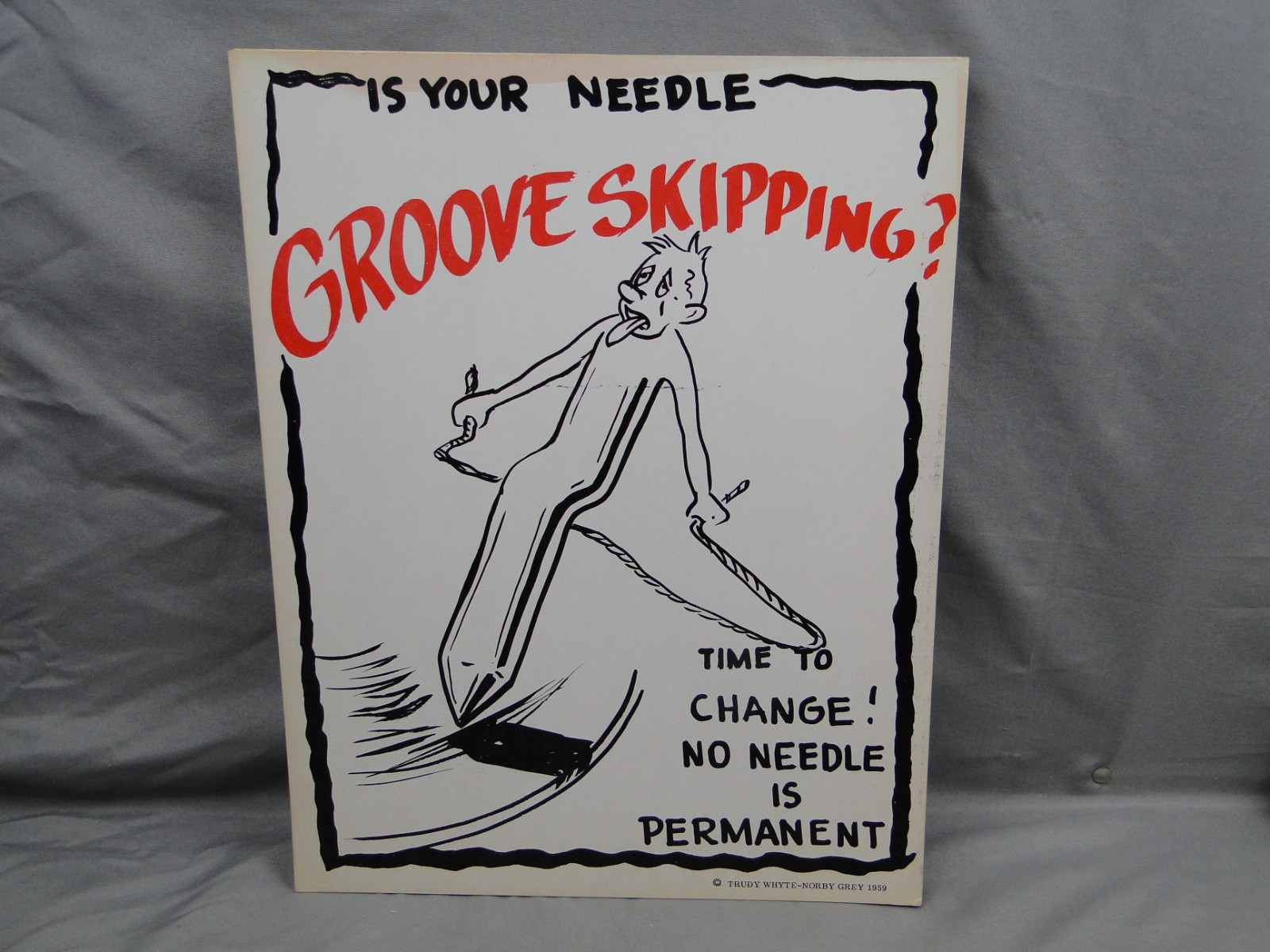 Phonograph Record Needle Cartoon Signs Complete Set 1959 Trudy Whyte-Norby Grey