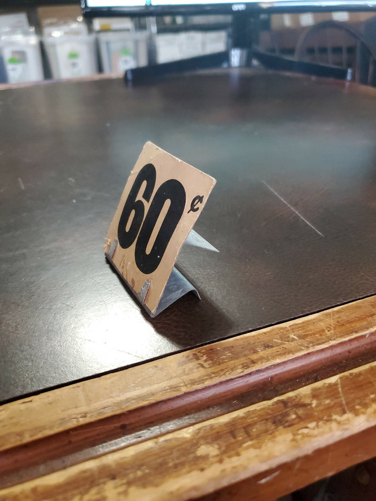 Vintage Country Store Sales Tag & Stand 60 Cents
