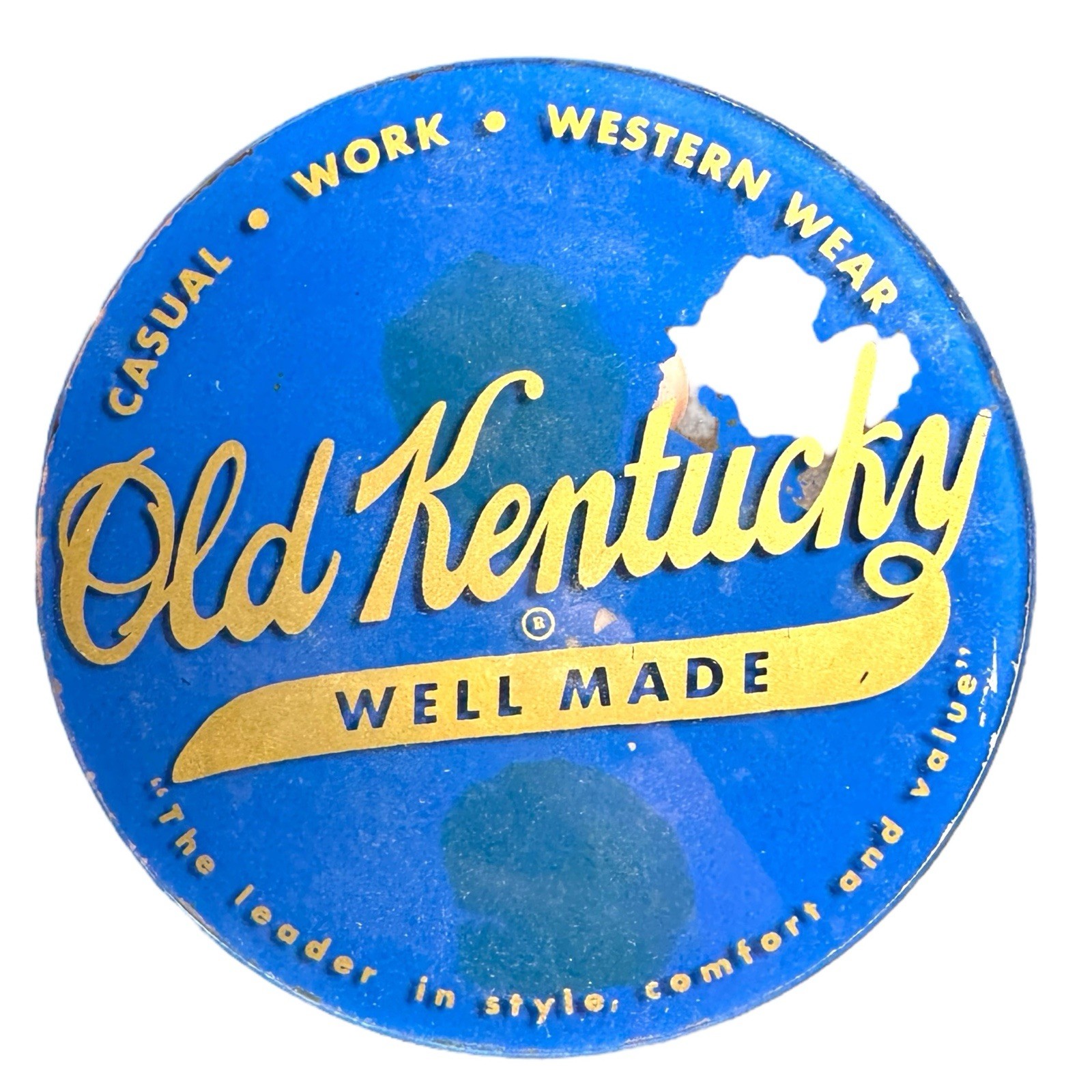 1960s Old Kentucky Glass Advertising Display Western Wear Store Sign