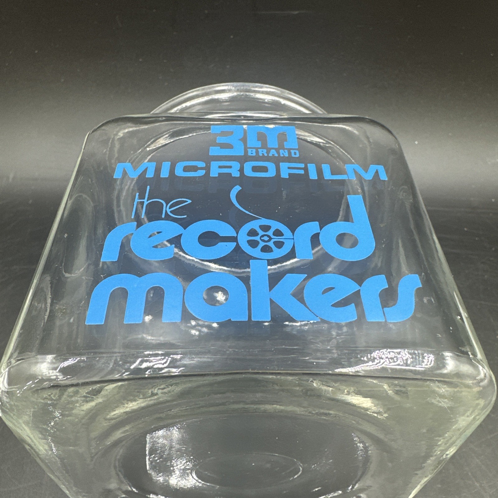 Vintage Glass Jar With Advertisement “3M Brand Microfilm” Nice Graphics
