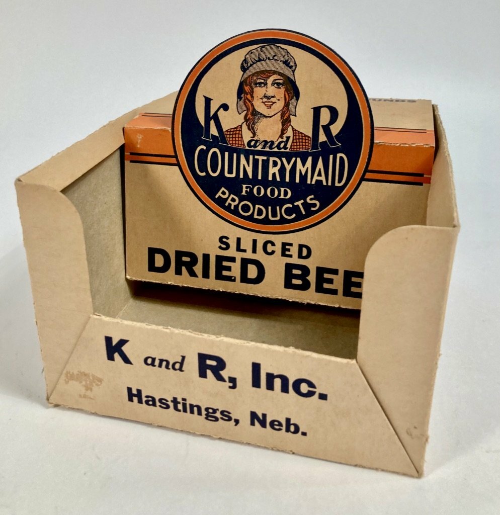 Antique 1920’s COUNTRY MAID SLICED BEEF Package, Store Display, K&R INC.