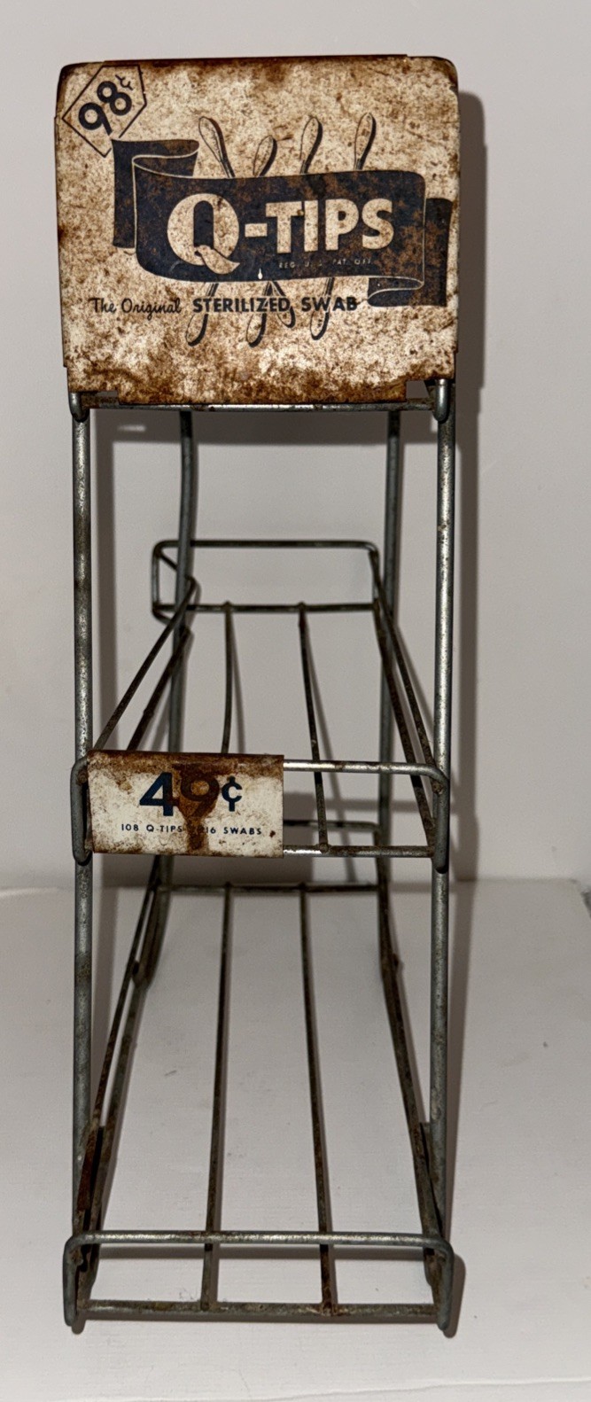 Vintage Q-Tips Retail Countertop Display Rack 1940s-1960s
