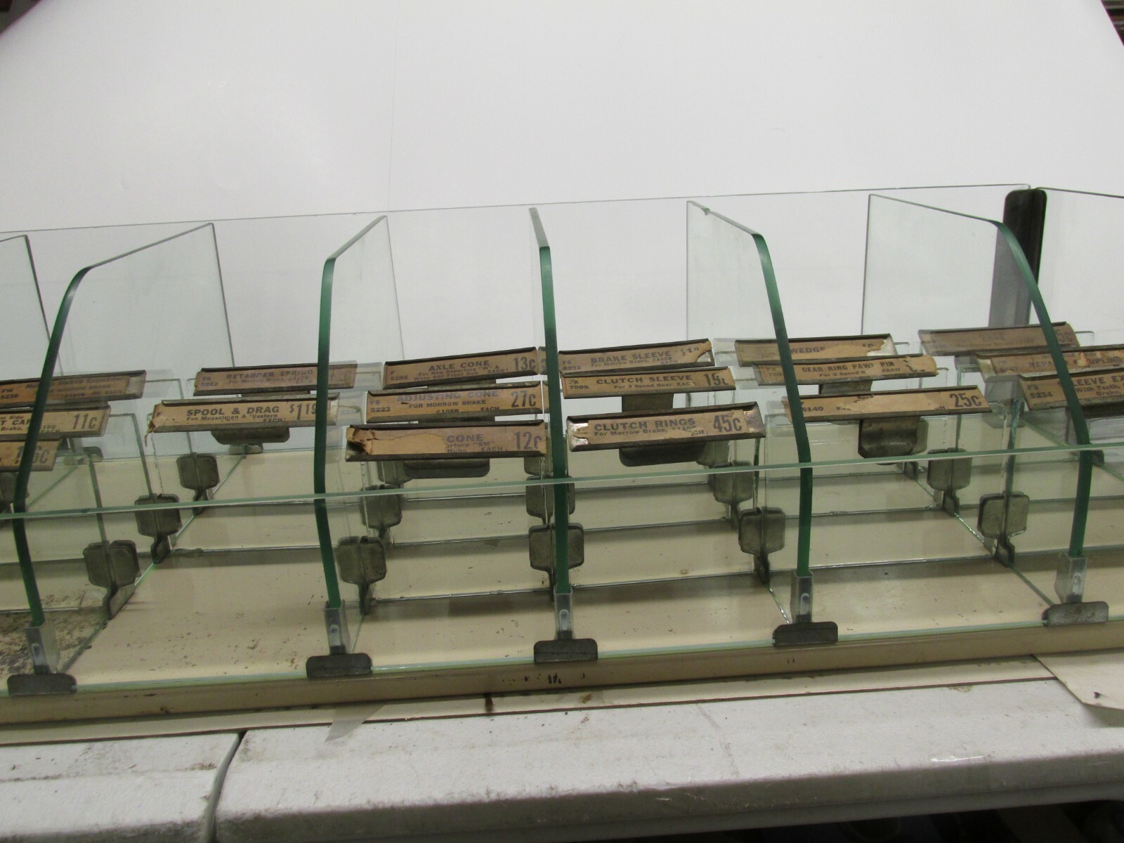 Vintage Morrow Brake Bicycle Glass Counter Top Store Display Rack Shelf