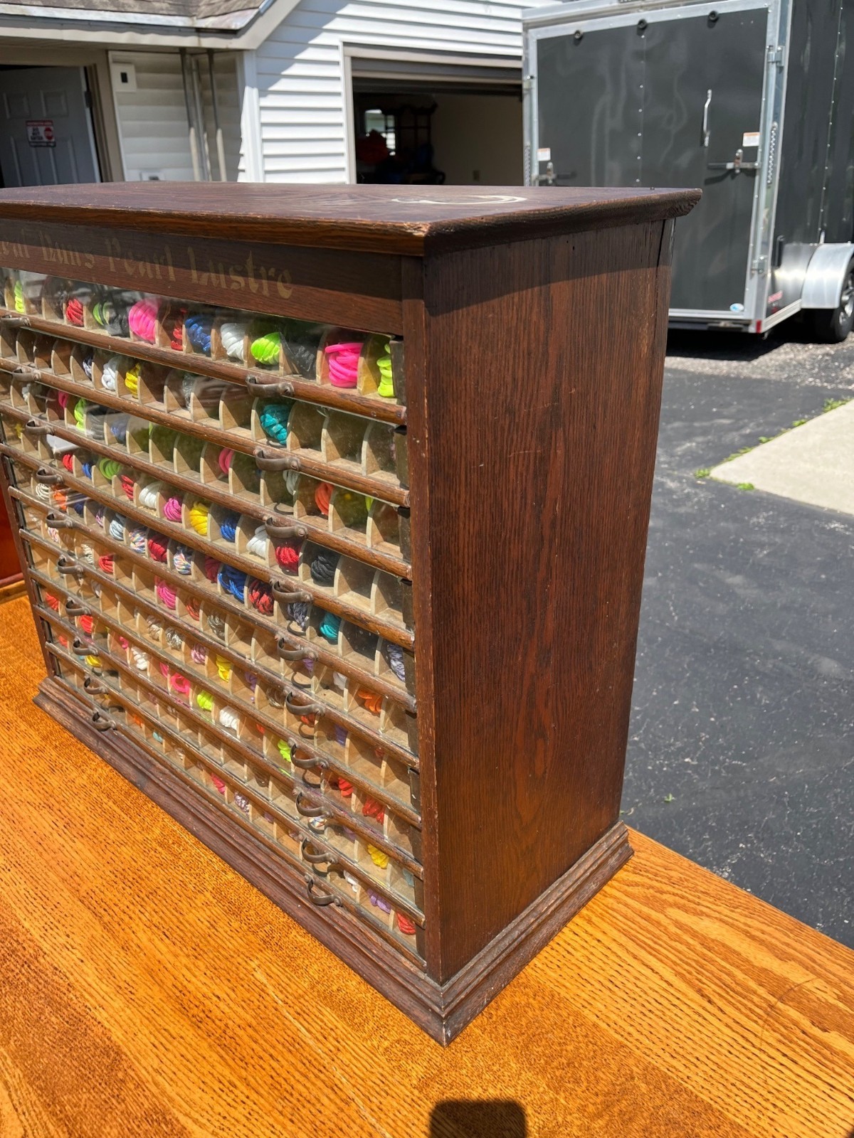 Original Antique 1900s Nun’s Spool Thread Advertising General Store Cabinet Disp