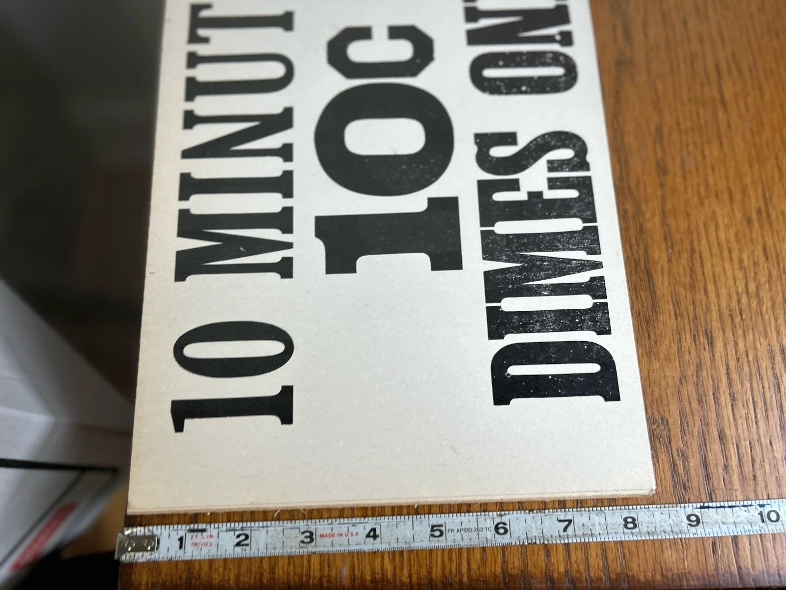 12” X 8” Cardboard 1970’s Advertising Vender Sign For 10 Minutes Dimes Only