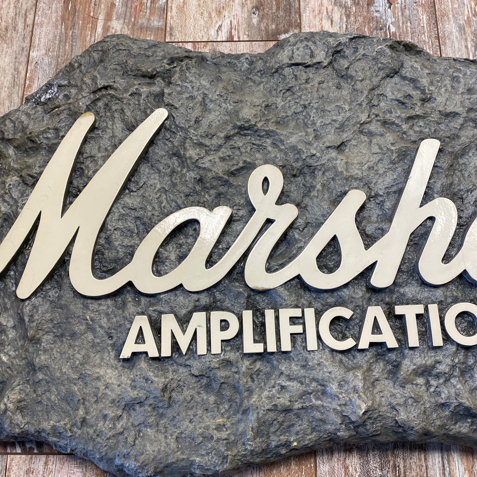 Marshall Amplification original store sign display 1980s faux rock 36” wide orig