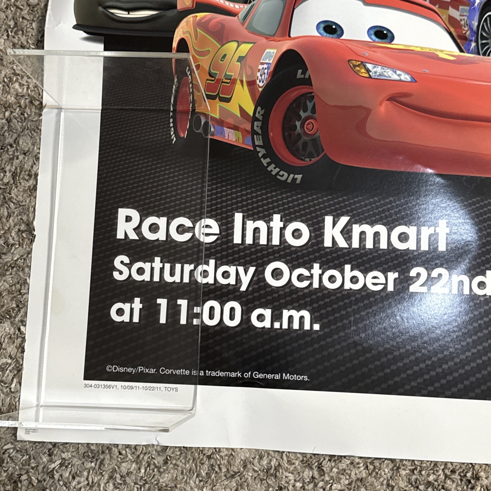 Disneys Cars 2 Movie Event Mattel Kmart Store Display Sign Poster 30×30” in