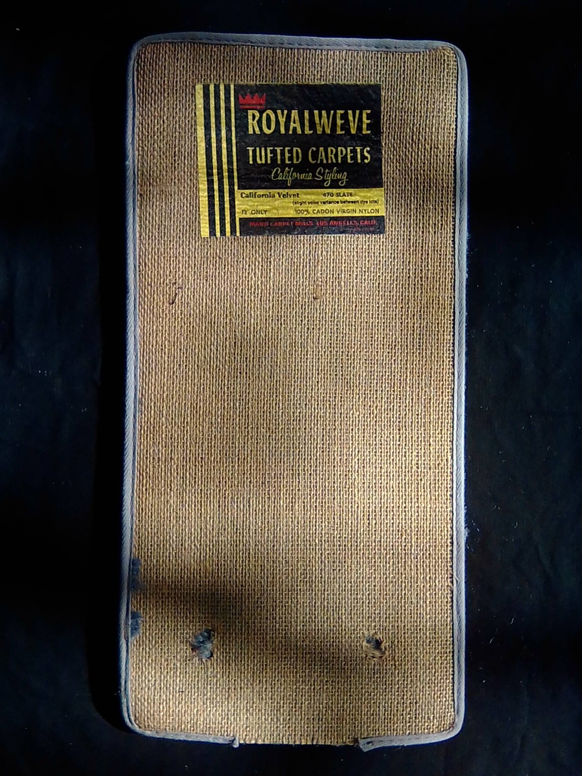 NEW/Vintage MCM Royalweve Carpet Sample Book Demo 1973 Color: Slate 18.1″x9″