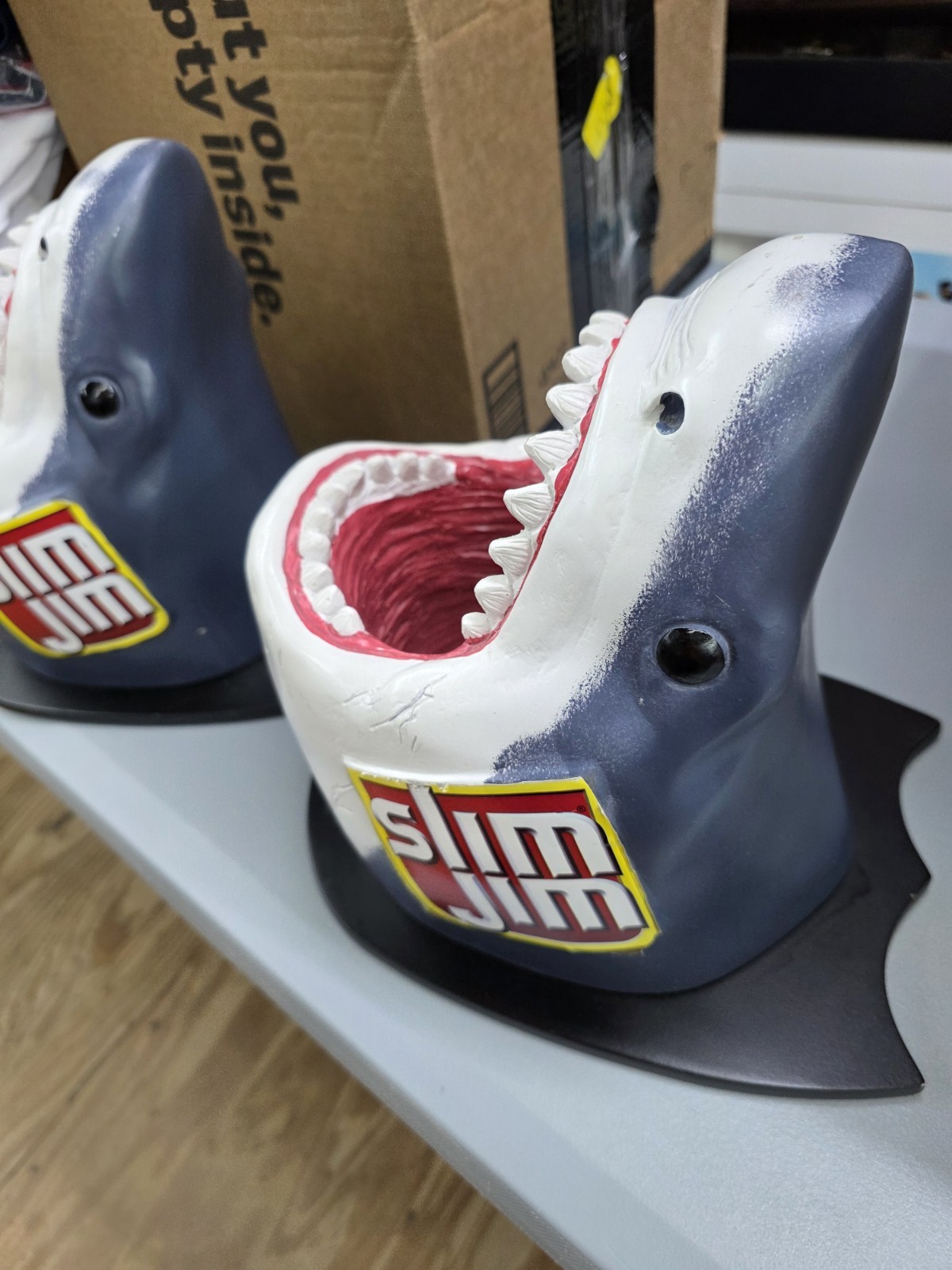 SLIM JIM Promotional Jaws Great White Shark Head Wall Mount Display Two Of Them