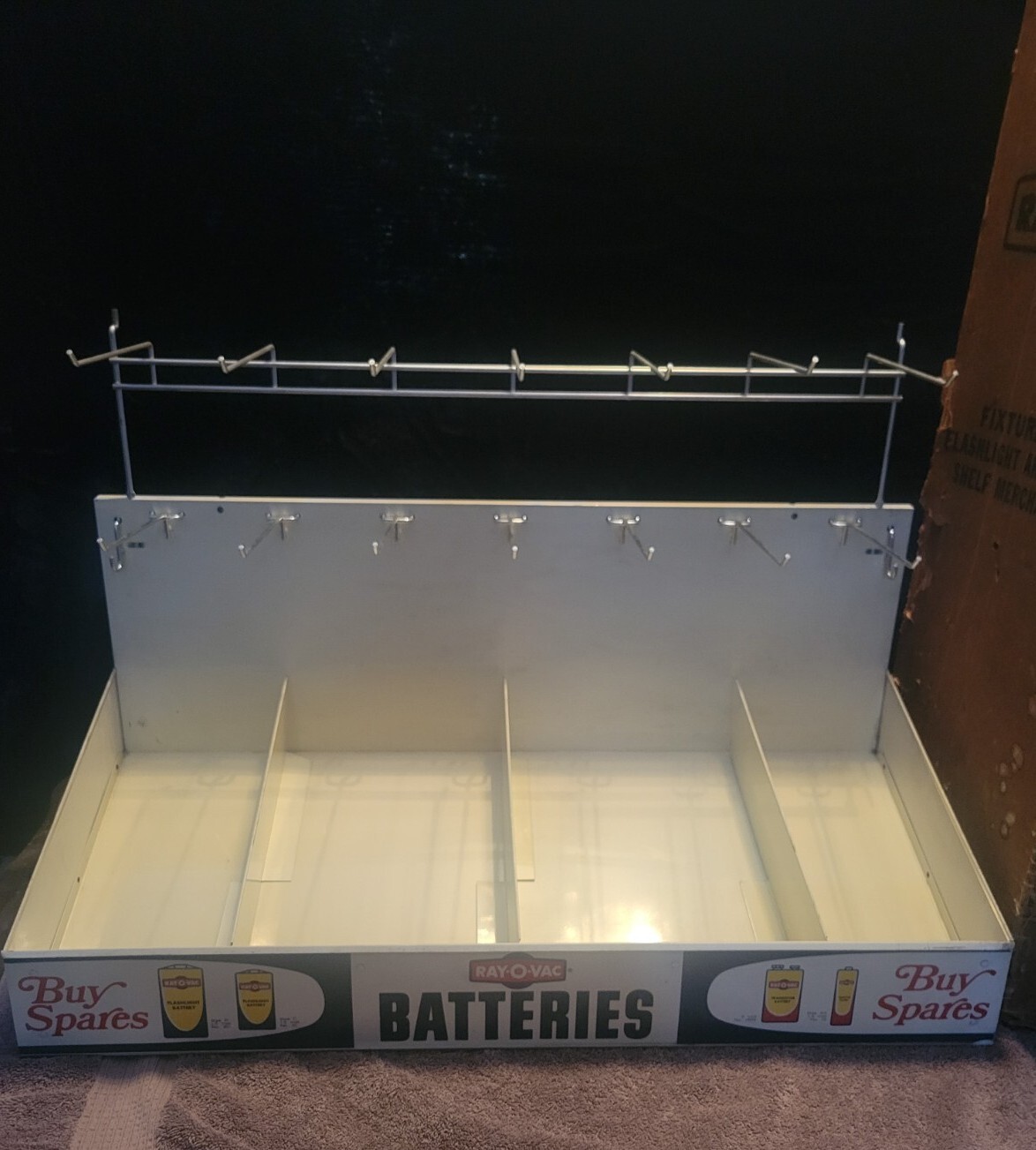 Large Vintage Ray•O•Vac Flashlight Batteries Counter Wall Display Cabinet NOS