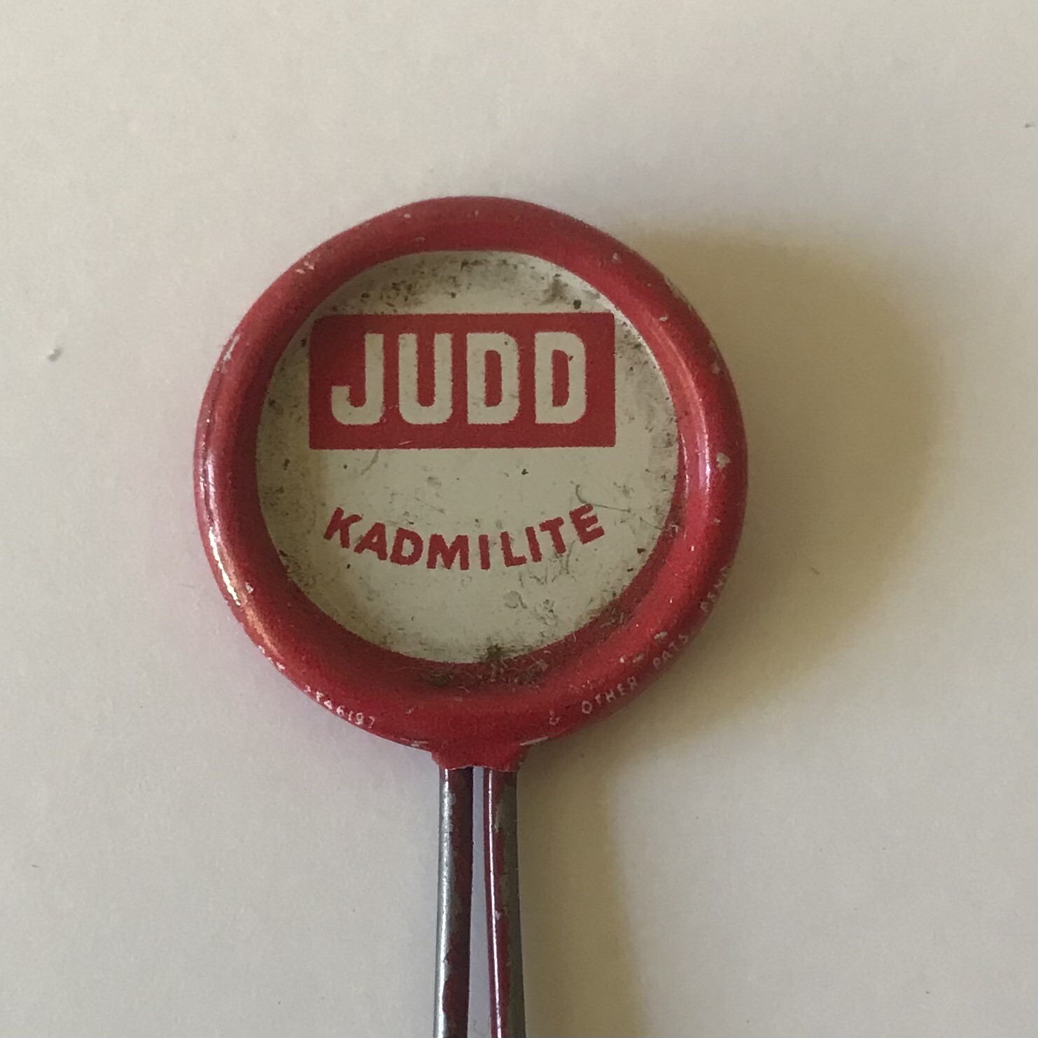 Judd Kadmilite Screw Pin 3 inch Advertising Character Display Metal Red Tool VTG