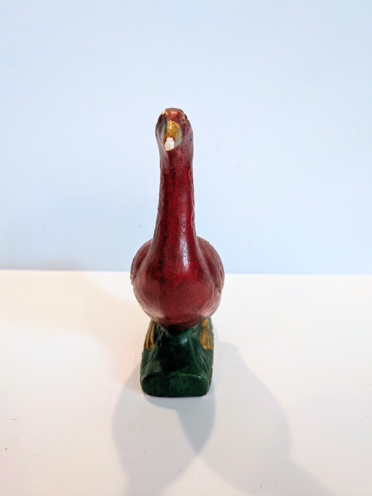 Antique 1920s Red Goose Shoes Advertising Figurine Chalkware 4.5″ Display Statue