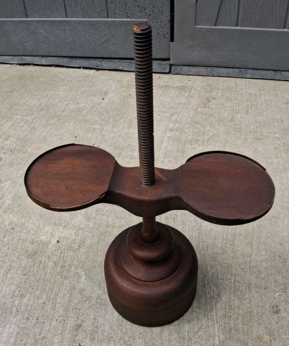 Antique French Stand Wood Screw Display Stand Industrial 20″ Height Rare