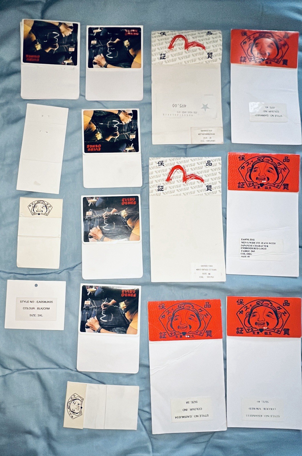 Lot Of 27 Original Evisu Genes Jeans Back Pocket Paper Store Flash Tags